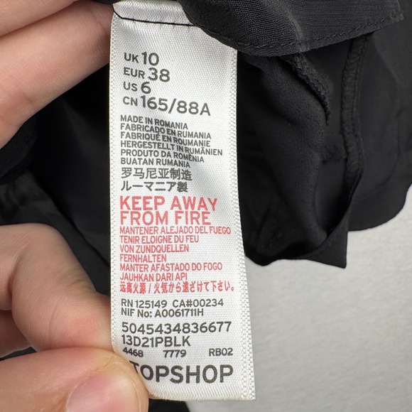 Topshop Black Tie Front Blouse Long Sleeve V Neck Career Party Top Size US 6 - Picture 6 of 8